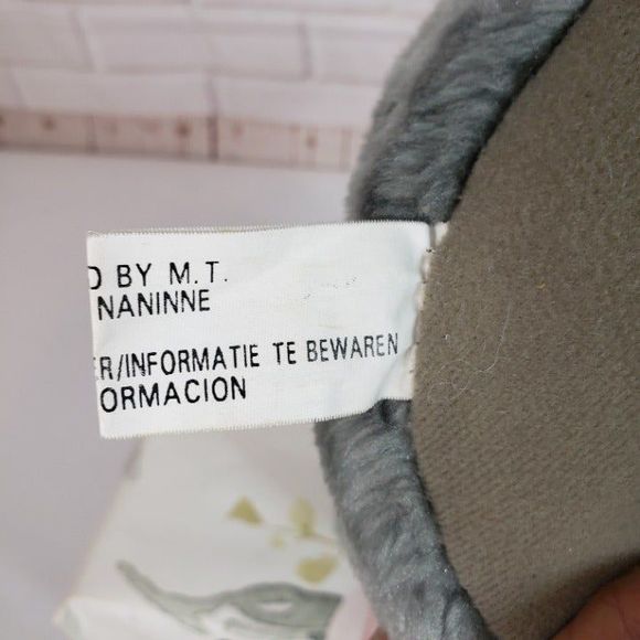 Vintage Belgium Gray Dressed Elephant Plush Trunk Up Pink RARE Stuffed Animal - Picture 10 of 12